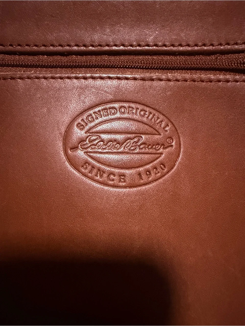 Vintage Eddie Bauer Saddle Bag Cognac-Brown Leather Adjustable Crossbody